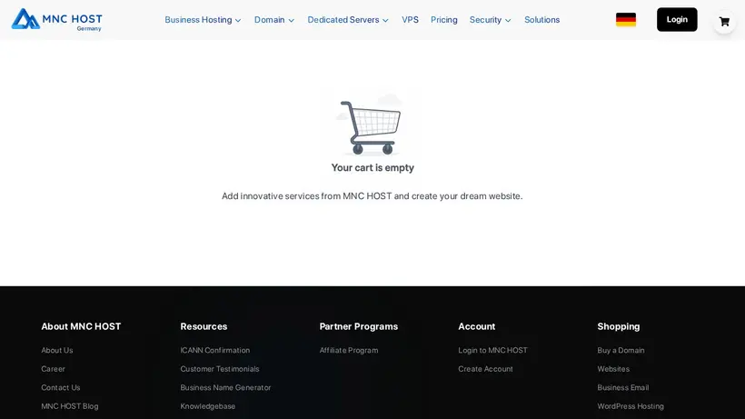 MNC Host homepage screenshot