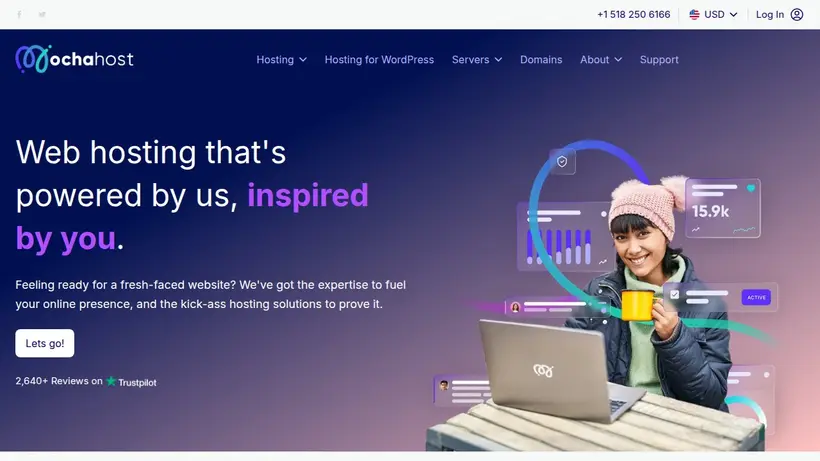 Mocha Host homepage screenshot