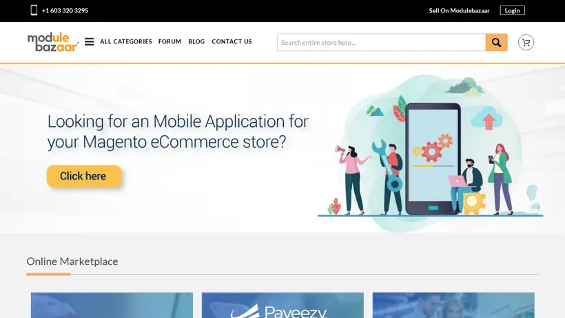 Module Bazaar homepage screenshot