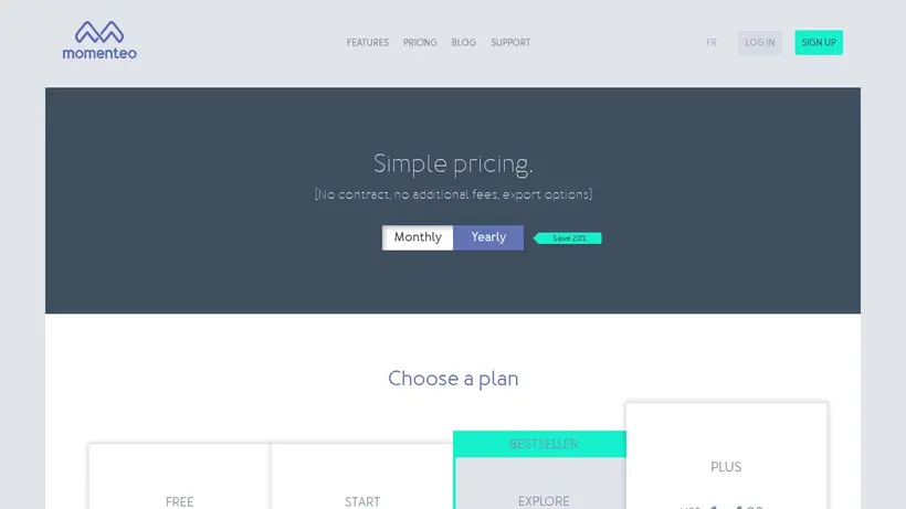 Momenteo homepage screenshot