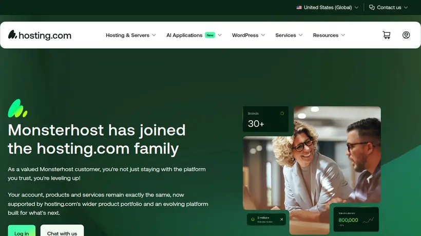 Monster Host homepage screenshot