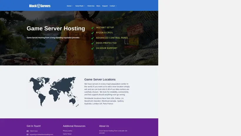 My Black Box Hosting homepage screenshot