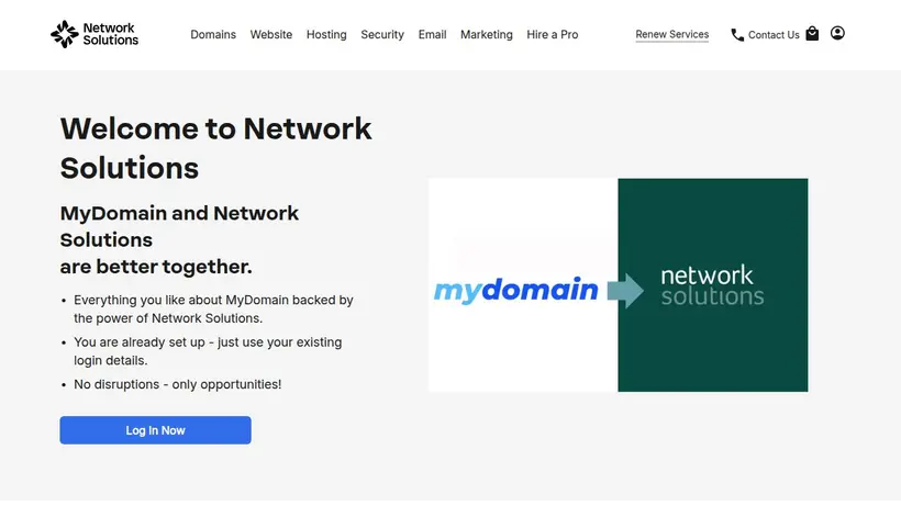 My Domain homepage screenshot