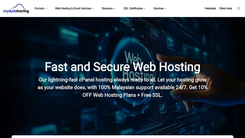 My Dunia Hosting homepage screenshot