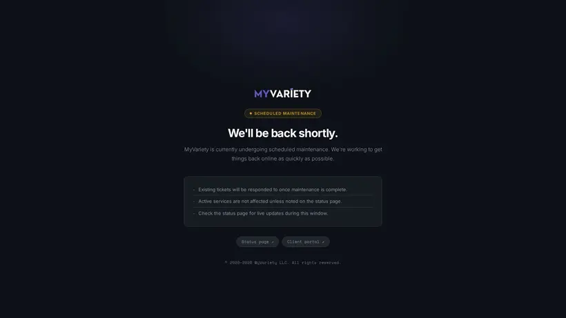 My Variety homepage screenshot