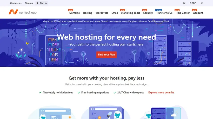 NameCheap homepage screenshot