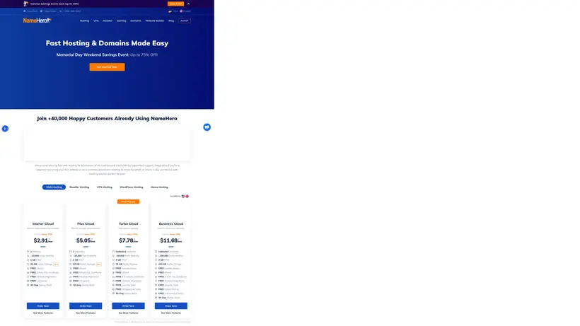 Name Hero homepage screenshot