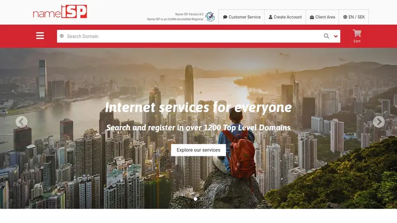 NameISP homepage screenshot