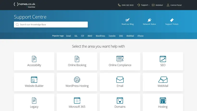 Namesco homepage screenshot