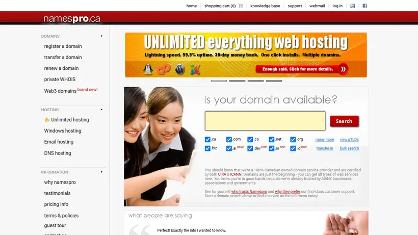 Names Pro homepage screenshot