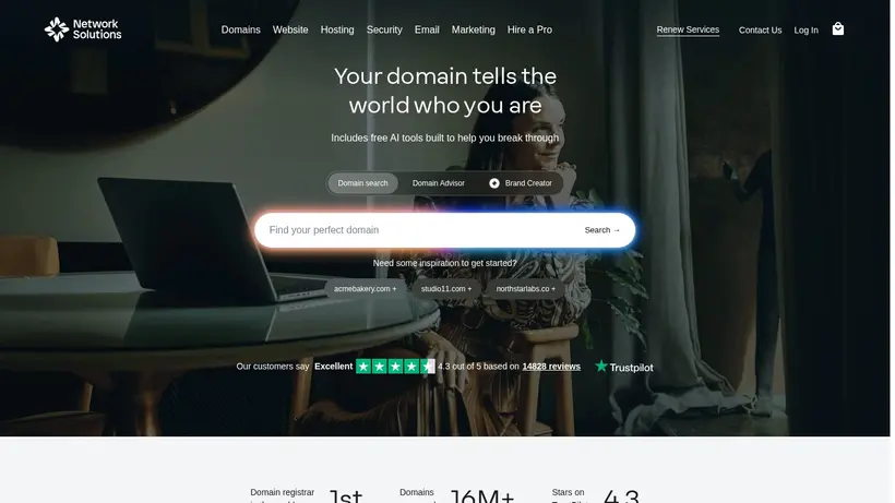 Network Solutions homepage screenshot