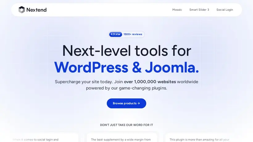 Next end Web homepage screenshot
