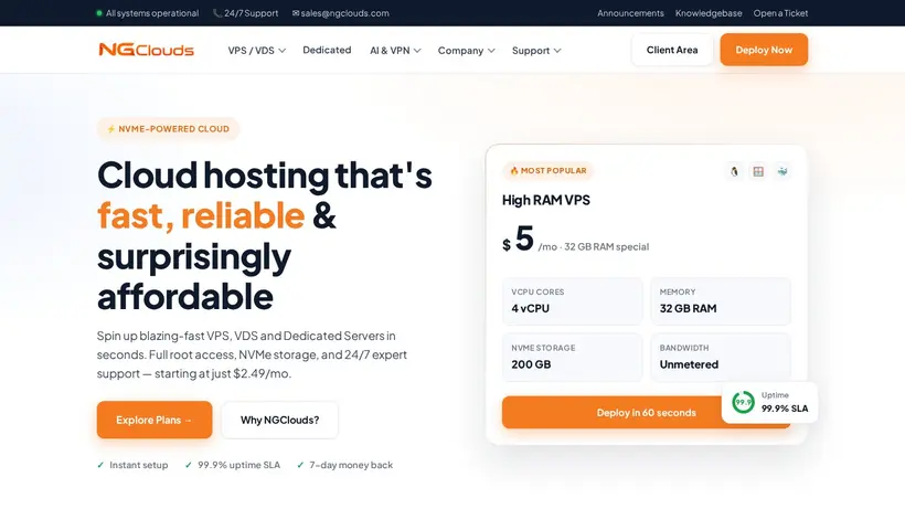 NG Clouds homepage screenshot