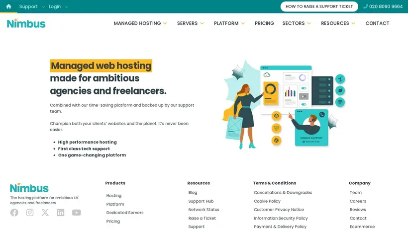 Nimbus Hosting homepage screenshot