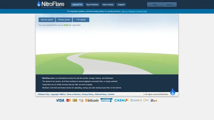 Nitroflare homepage screenshot
