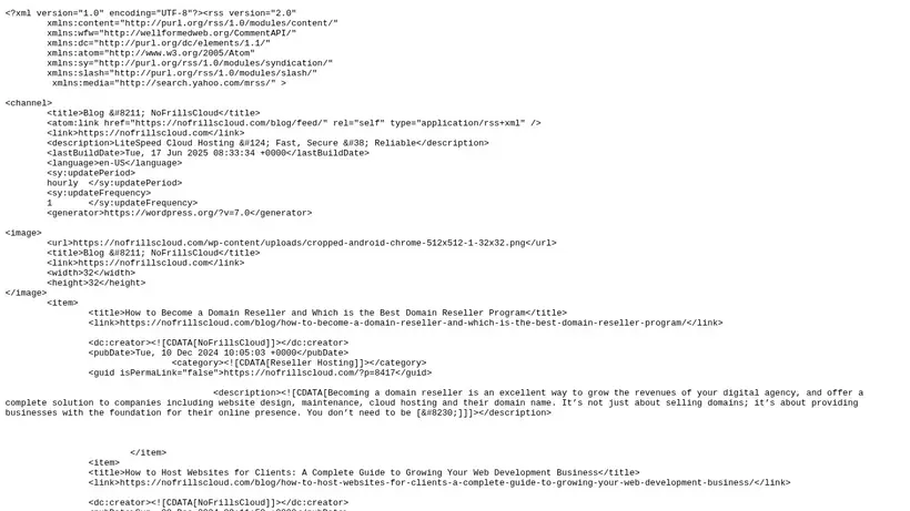 NoFrillsCloud homepage screenshot