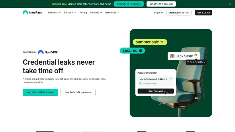 NordPass homepage screenshot