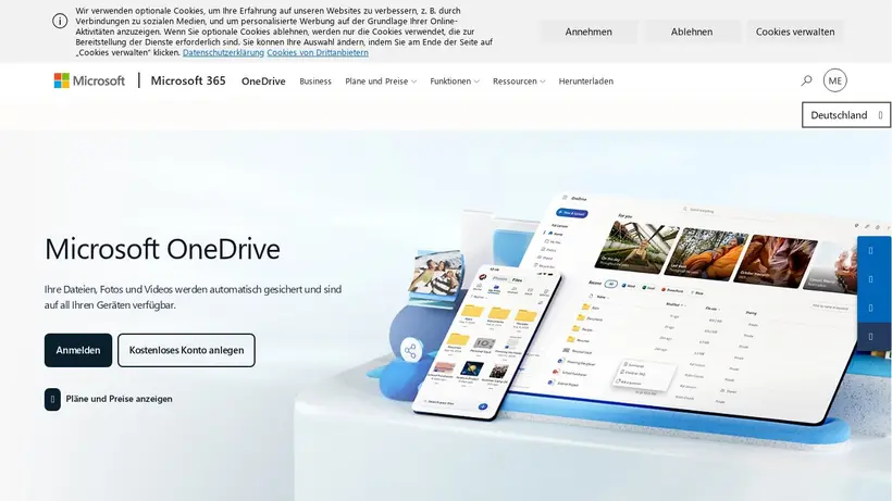 One Drive homepage screenshot