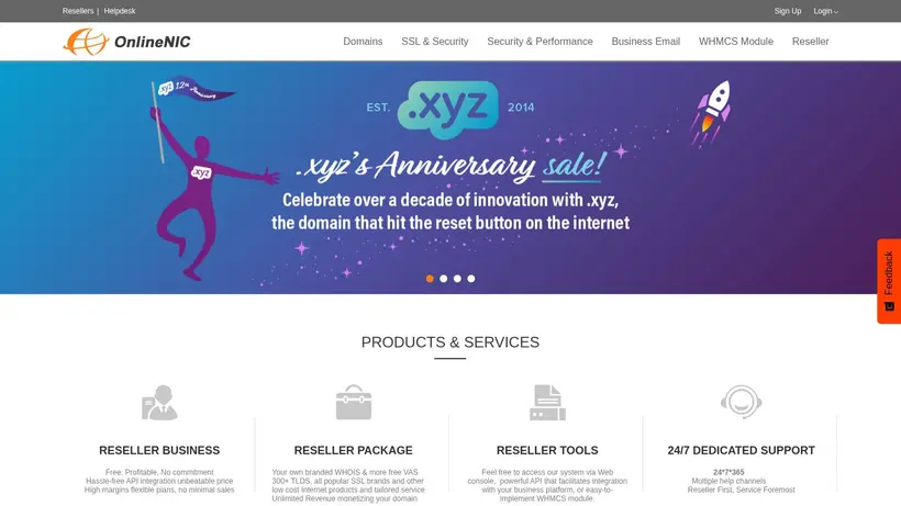 Online NIC homepage screenshot