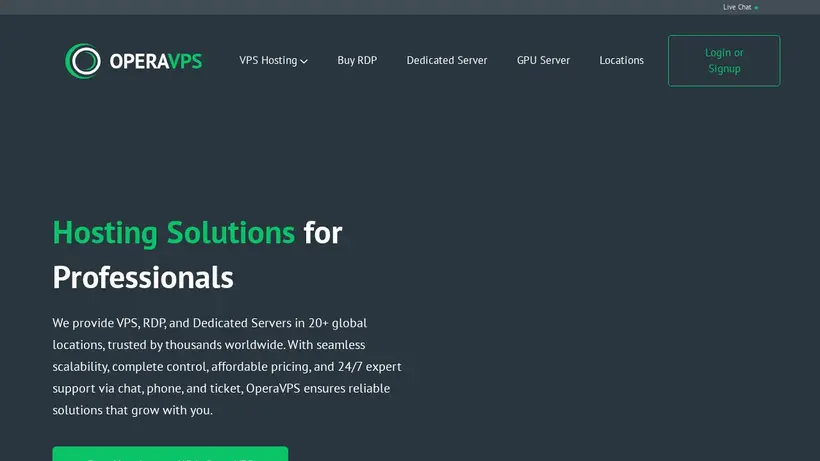 Opera VPS homepage screenshot