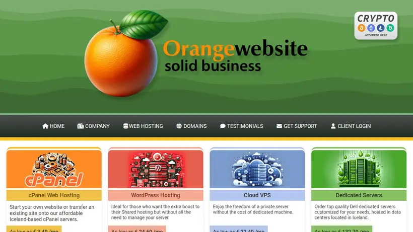 OrangeWebsite homepage screenshot