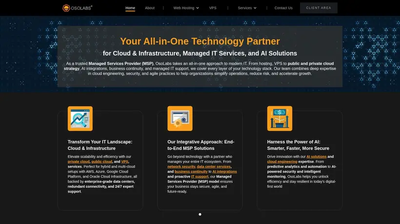 Oso Labs homepage screenshot