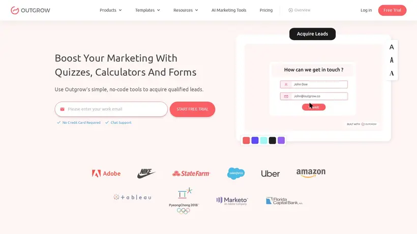 Outgrow homepage screenshot