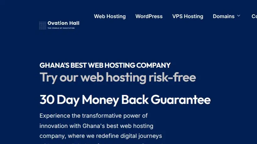 Ovation Hall homepage screenshot