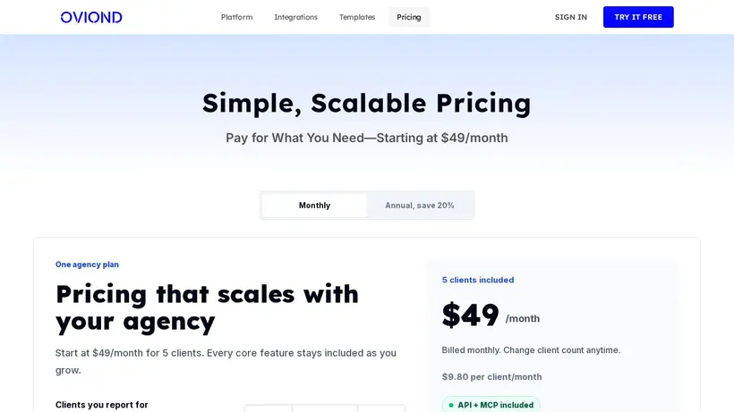 Oviond homepage screenshot