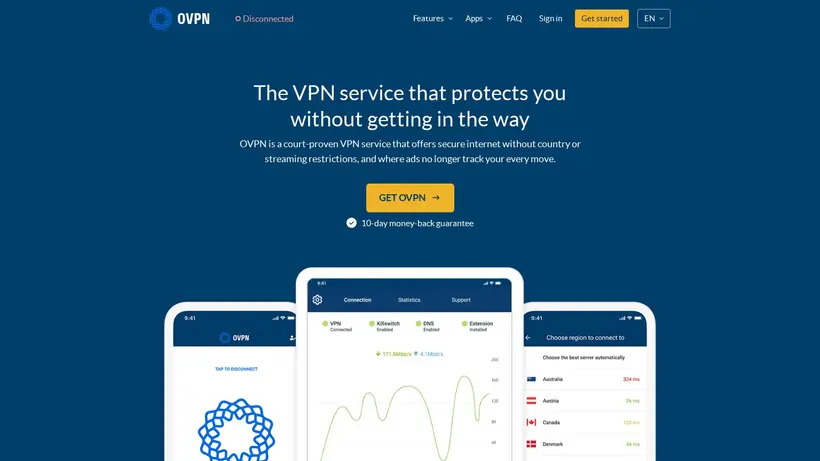 OVPN homepage screenshot