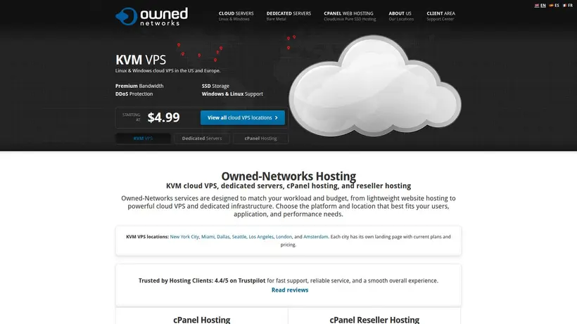 OwnedNetworks homepage screenshot
