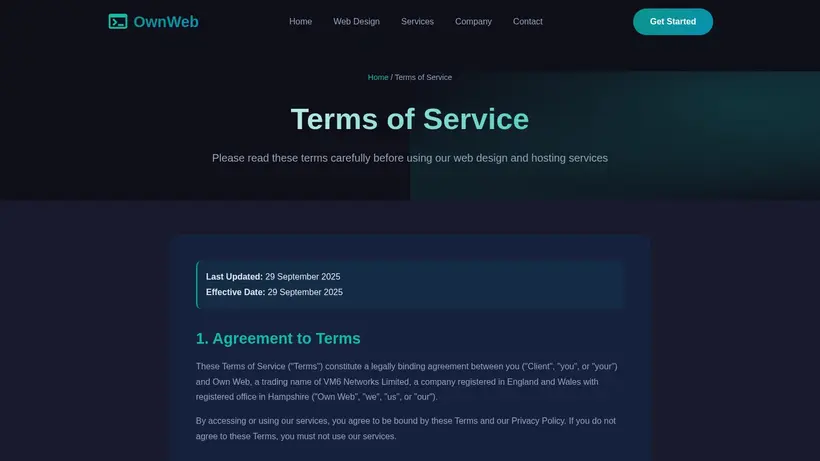 OwnWeb UK homepage screenshot