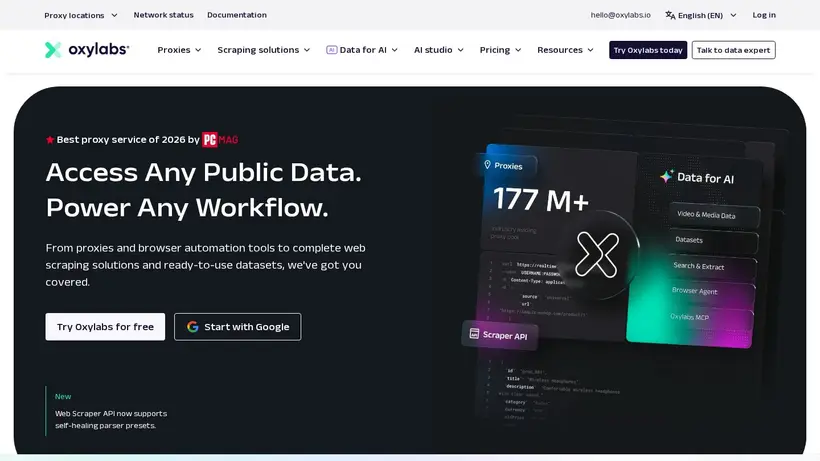 Oxylabs homepage screenshot