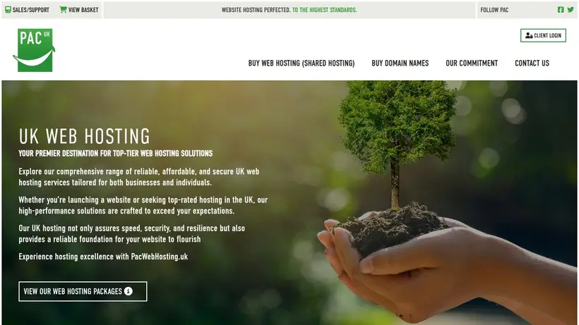 PAC Web Hosting homepage screenshot