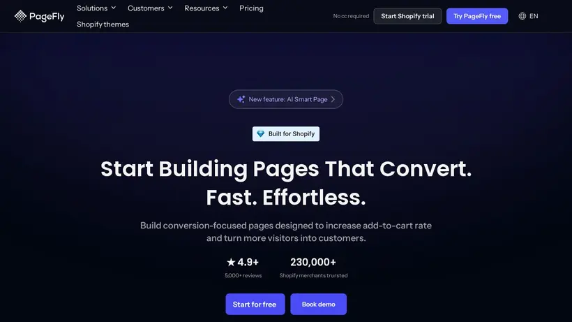 Pagefly IO homepage screenshot
