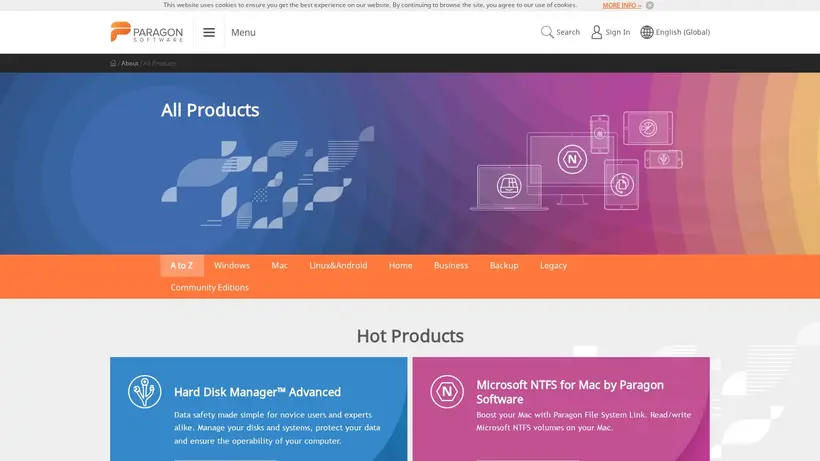 Paragon-Software homepage screenshot