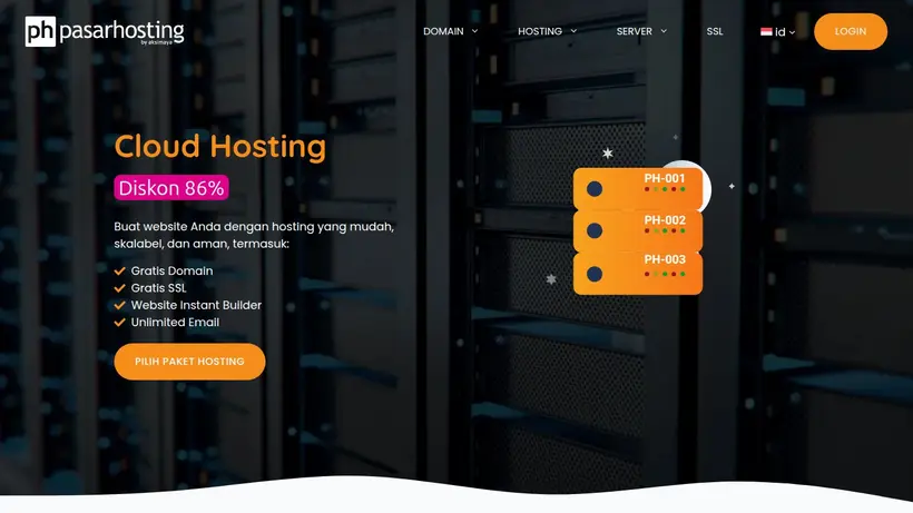 Pasar Hosting homepage screenshot