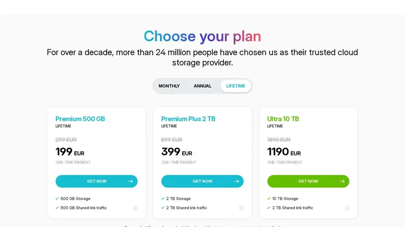 pCloud homepage screenshot