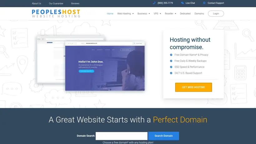 PeoplesHost homepage screenshot