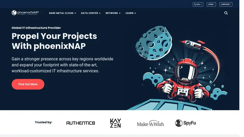 PhoenixNAP homepage screenshot