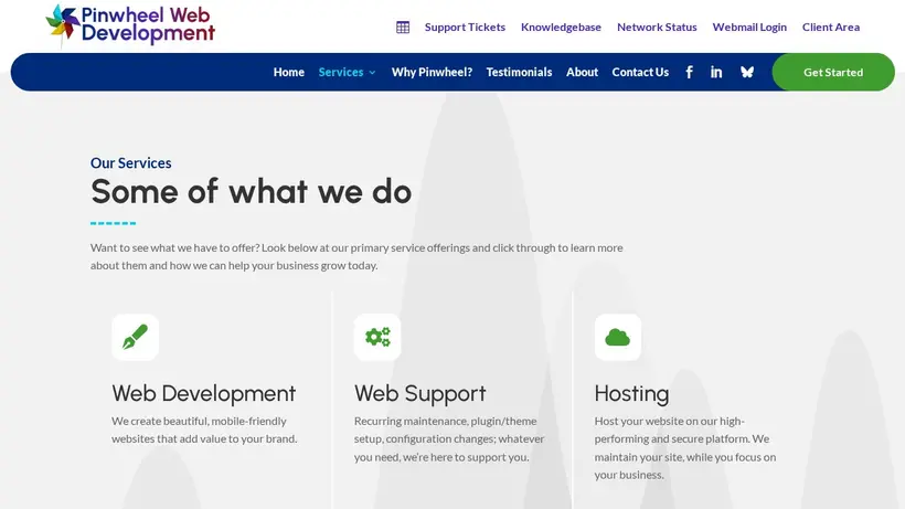 PinwheelWeb homepage screenshot