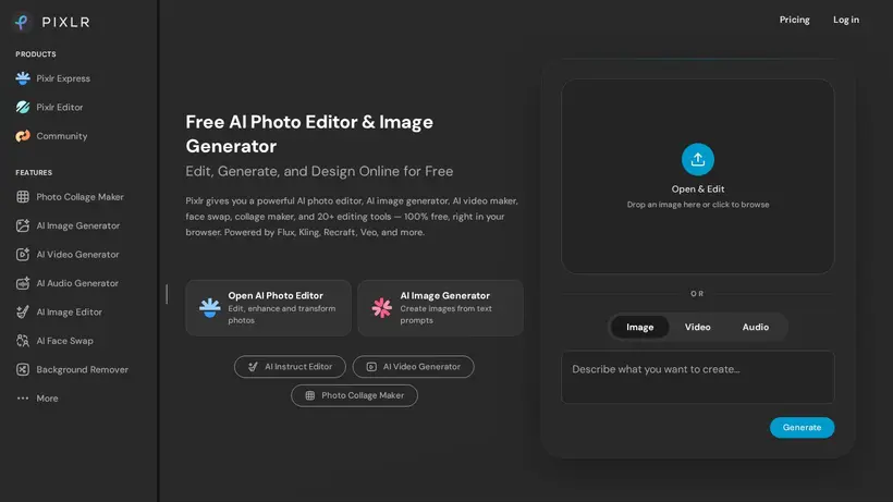 Pixlr homepage screenshot