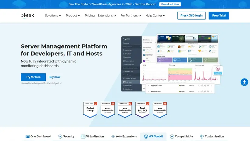 Plesk homepage screenshot