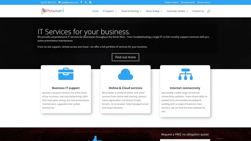 Posilan homepage screenshot
