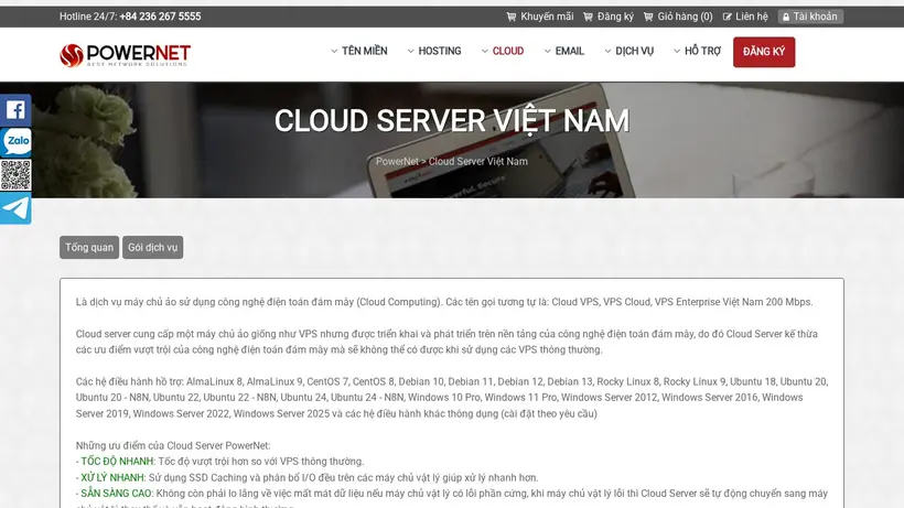 Powernet homepage screenshot