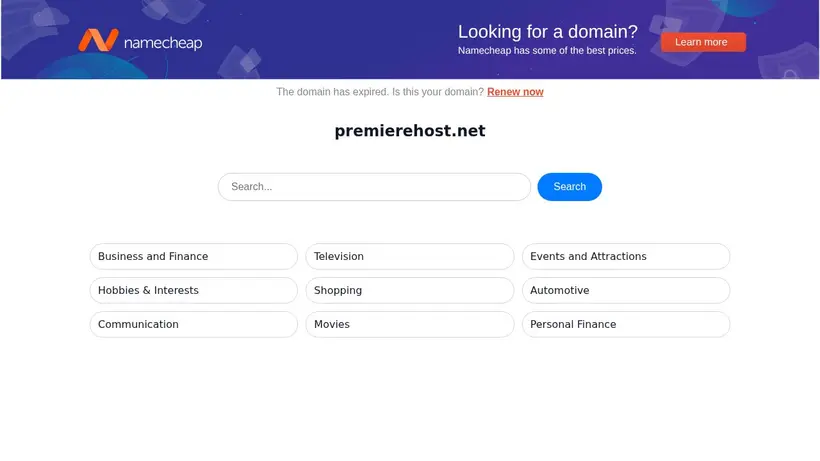 Premiere Host homepage screenshot