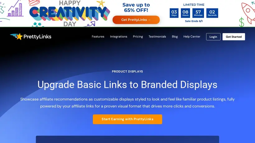 Pretty Links homepage screenshot