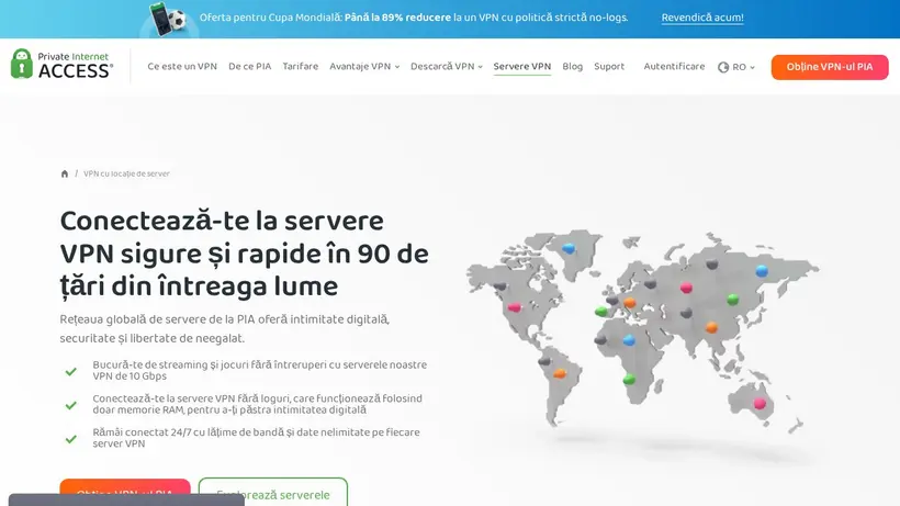 PrivateInternetAccess homepage screenshot