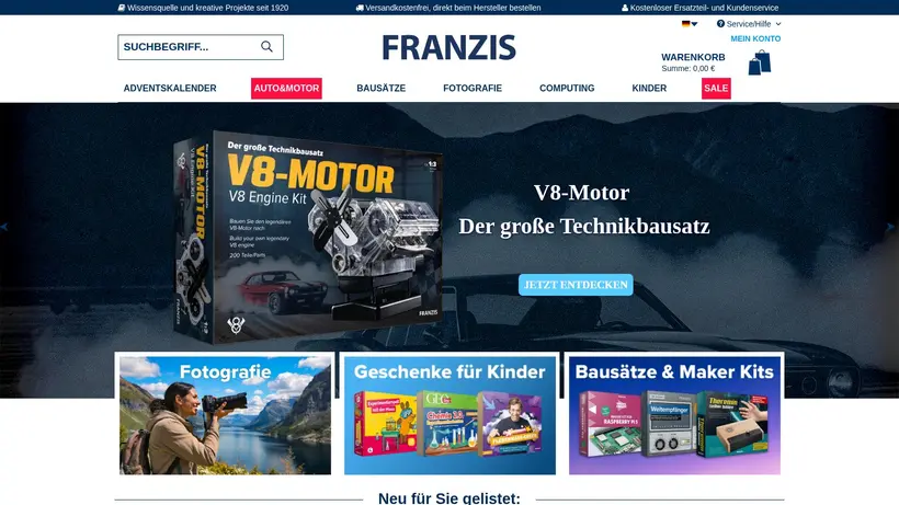 Projects Software homepage screenshot