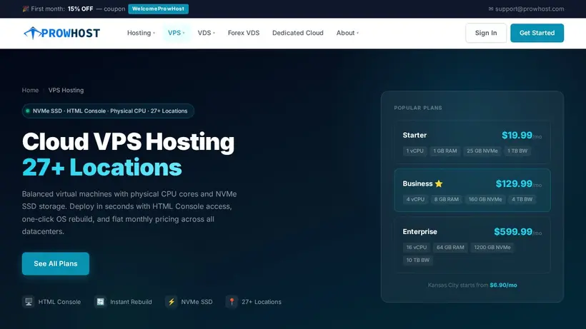 Prow Host homepage screenshot